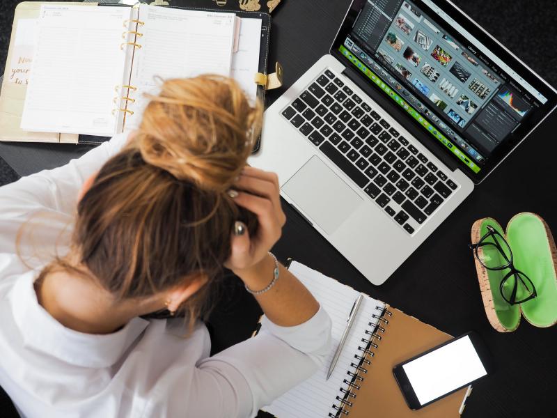 girl looking at laptop